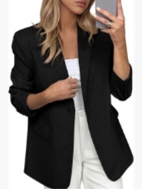 Bohme Black Single Button Boyfriend Blazer | Padded Shoulders | Size Small